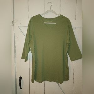 Three-Quarter Sleeve V-Neck Tee 18/20 Olive Green